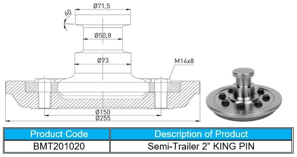 turkish made 2" (inch) king pin for semi trailers turkish made 2" (inch) king pin for semi trailers