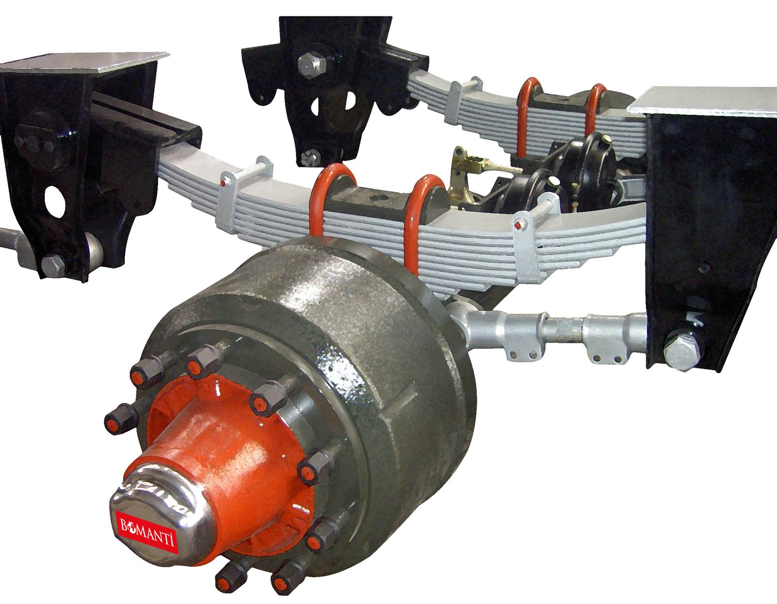 semi trailer axle made in turkey Turkish semi-trailer axle made in turkey. Mechanical leaf spring suspension axle